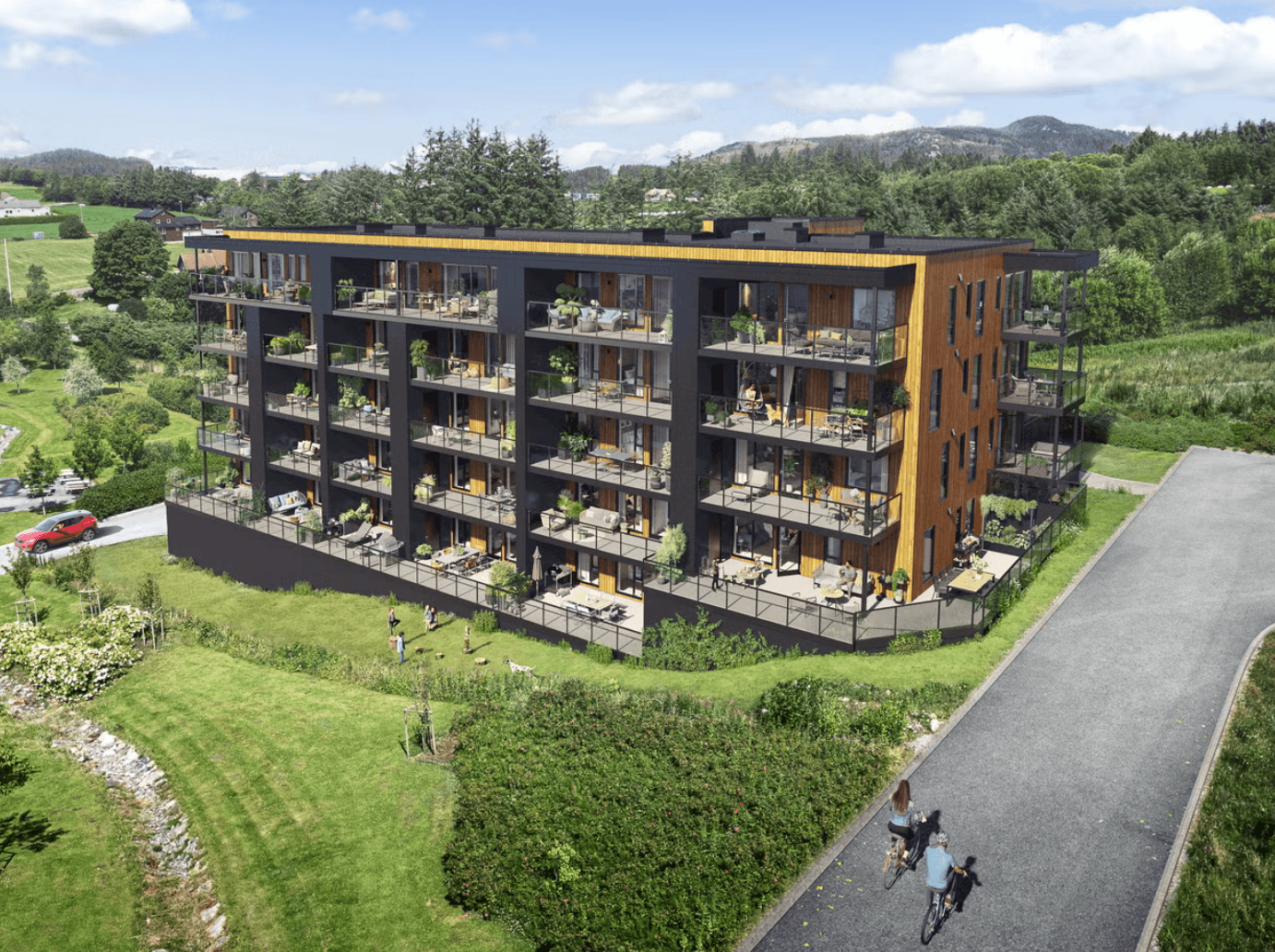 Orstad BB2 boligblokk — femrørssystem med varmepumper, prosjektert av KM Prosjektering